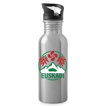 Euskadi Montagnes et Piments Logo - Gourde avec paille intégrée - argent clair - Droite