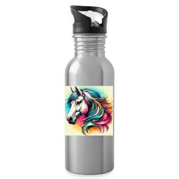 horse - Water bottle with straw - silver - Right