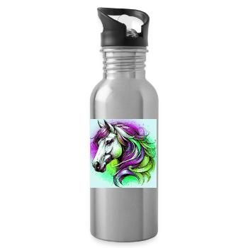 horse - Water bottle with straw - silver - Right