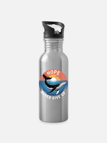 Hope/ Timmy the humpback whale in the Baltic Sea - Water bottle with straw - silver
