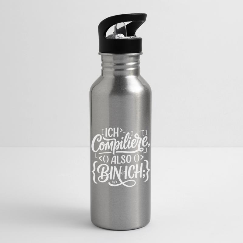 Ich compiliere also bin ich Coder Trinkflasche mit integriertem Trinkhalm