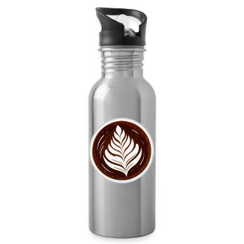Latte Art Leaf Cappuccino Design - Gourde avec paille intégrée - argent clair - Droite