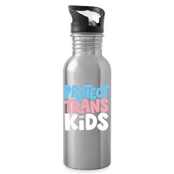 Protect Trans Kids Tee - Water bottle with straw - silver - Right
