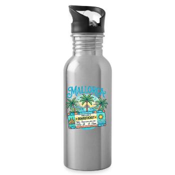 Mallorca Boarding Pass – Sommer Urlaub - Trinkflasche mit integriertem Trinkhalm - Lightsilver - Rechts
