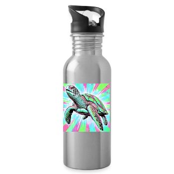 turtle - Water bottle with straw - silver - Right