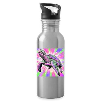 turtle - Water bottle with straw - silver - Right