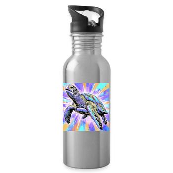 turtle - Water bottle with straw - silver - Right