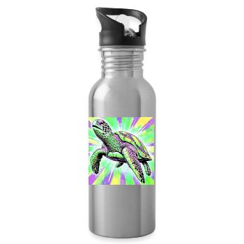 turtle - Water bottle with straw - silver - Right