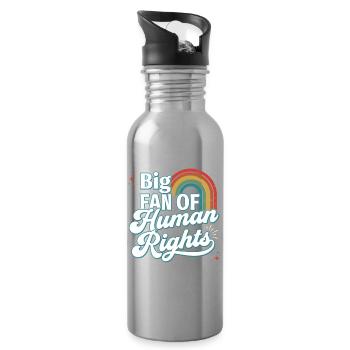 Mois de la fierté LGBTQ - Grand fan des droits humains - Gourde avec paille intégrée - argent clair - Droite