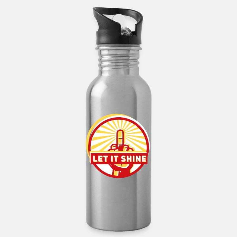 let it shine - Trinkflasche mit integriertem Trinkhalm - Lightsilver