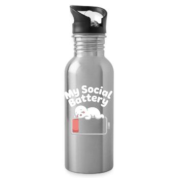 Social Battery Introvert Dead Battery Battery - Water bottle with straw - silver - Right