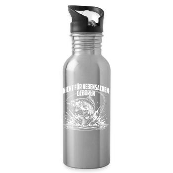 Raubfisch Angeln - Trinkflasche mit integriertem Trinkhalm - Lightsilver - Rechts