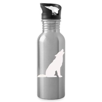 Wolf- - Water bottle with straw - silver - Right