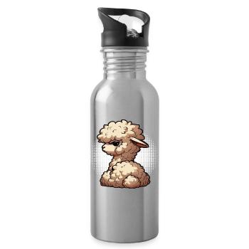 Alpaka lama Alpakabesitzer Alpakaliebhaber Lamas - Trinkflasche mit integriertem Trinkhalm - Lightsilver - Rechts
