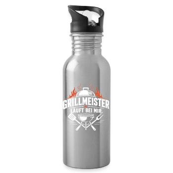 Grillmeister - Läuft bei mir! - Trinkflasche mit integriertem Trinkhalm - Lightsilver - Rechts