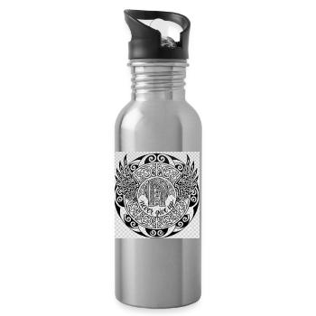 Never Give Up Mandala Wings mit Maori sryle - Trinkflasche mit integriertem Trinkhalm - Lightsilver - Rechts