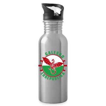 Galesko Errepublika – Walisische Republik - Trinkflasche mit integriertem Trinkhalm - Lightsilver - Rechts