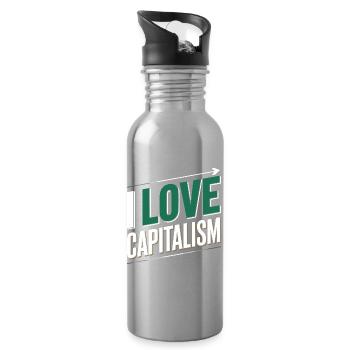 I Love Capitalism Unternehmer Aktien Kapitalismus - Trinkflasche mit integriertem Trinkhalm - Lightsilver - Rechts