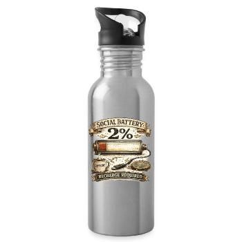 Sozialbatterie 2 % - Trinkflasche mit integriertem Trinkhalm - Lightsilver - Rechts