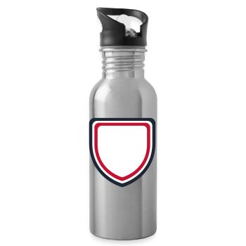 Empty Shield Frame - Add Your Own Text Design - Water bottle with straw - silver - Right