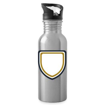 Coat of arms frame gold - design custom text - Water bottle with straw - silver - Right