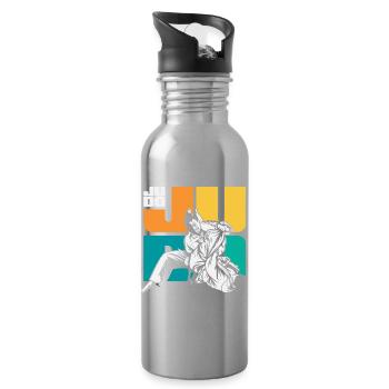 Judo Martial Arts Judoka Ground Fighting Training - Water bottle with straw - silver - Right