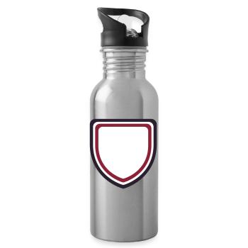Coat of Arms Frame Bordeaux - Design your own text - Water bottle with straw - silver - Right