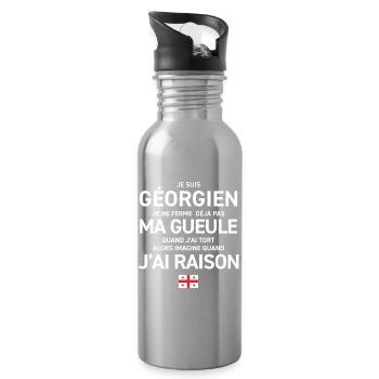Je Suis Georgien Je Ne Ferme Deja Pas Ma Gueule... - Gourde avec paille intégrée - argent clair - Droite