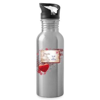 Paris Postcard Thank You to Friends - Water bottle with straw - silver - Right