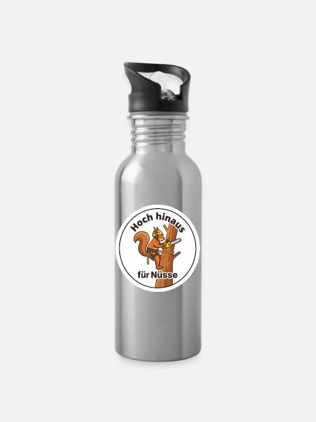 Baumpfleger Arborist Eichhörnchen Klettern - Trinkflasche mit integriertem Trinkhalm - Lightsilver