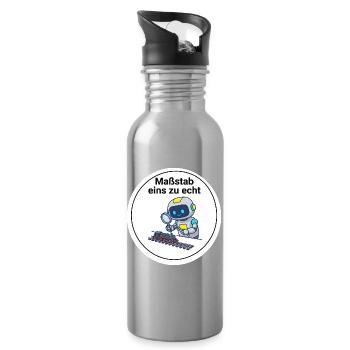 Modellbahn Roboter Eisenbahn Spur N H0 T-Shirt - Trinkflasche mit integriertem Trinkhalm - Lightsilver - Rechts