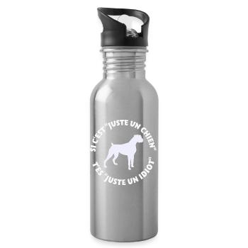 Boxer pas juste un chien - Gourde avec paille intégrée - argent clair - Droite