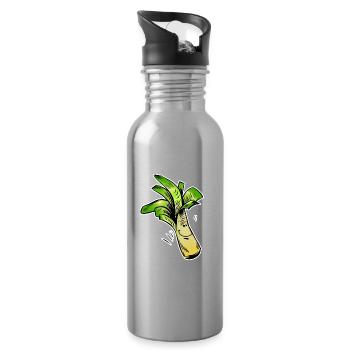 Lauchfreund Cartoon - Trinkflasche mit integriertem Trinkhalm - Lightsilver - Rechts