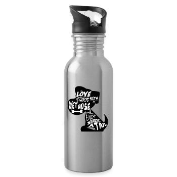 Hundesprüche, Hundeshirt, Lieblingstier Hund, Hu - Trinkflasche mit integriertem Trinkhalm - Lightsilver - Rechts