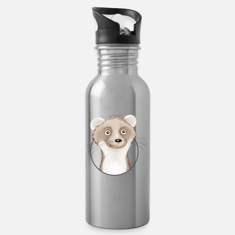 frecher Wiesel - Trinkflasche mit integriertem Trinkhalm - Lightsilver