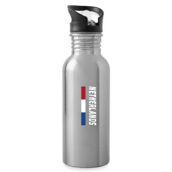 Netherlands / Gift / Gift Idea - Water bottle with straw - silver - Right