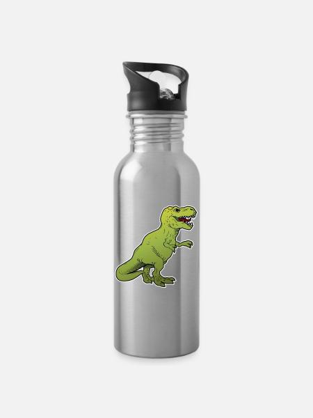Dinosaur / big animal / beast - Water bottle with straw - silver