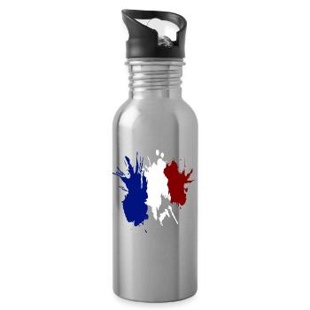 Frankreich Tricolor Flagge - Trinkflasche mit integriertem Trinkhalm - Lightsilver - Rechts