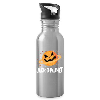 Halloween Kürbis Gesicht Jack-O-Planet - Trinkflasche mit integriertem Trinkhalm - Lightsilver - Rechts