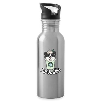 Hund Kaffe Cappuccino - Trinkflasche mit integriertem Trinkhalm - Lightsilver - Rechts