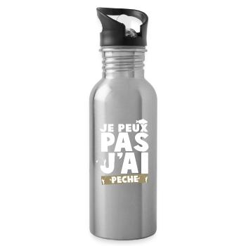 I can't I sinned - Water bottle with straw - silver - Right