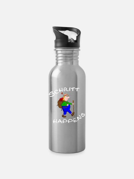 Wanderlust - Trinkflasche mit integriertem Trinkhalm - Lightsilver