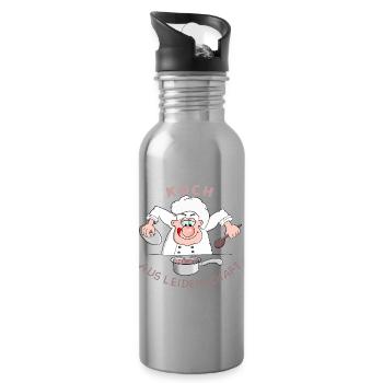 Koch aus Leidenschaft - Trinkflasche mit integriertem Trinkhalm - Lightsilver - Rechts