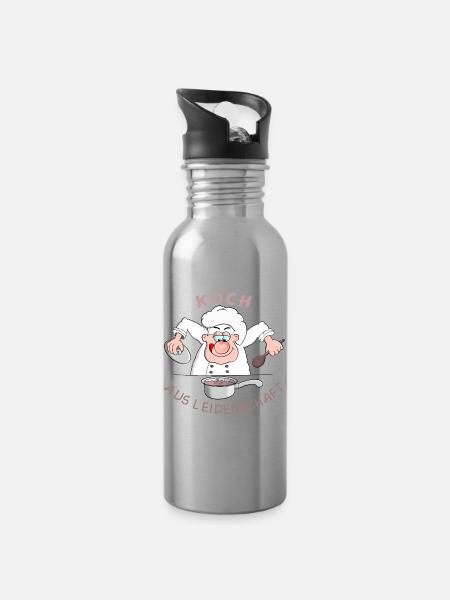 Koch aus Leidenschaft - Trinkflasche mit integriertem Trinkhalm - Lightsilver