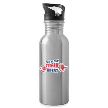 Eat Sleep Train Repeat - Trinkflasche mit integriertem Trinkhalm - Lightsilver - Rechts