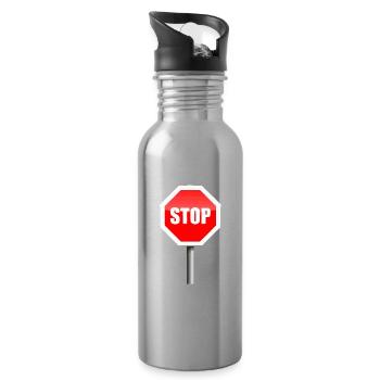 STOP - Water bottle with straw - silver - Right