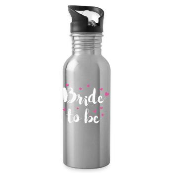 Bachelorette Party Bride Groom Wedding - Water bottle with straw - silver - Right