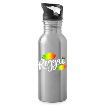 Reggae Rainbow Splash - Trinkflasche mit integriertem Trinkhalm - Lightsilver - Rechts