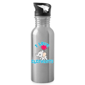 Elefant - Trinkflasche mit integriertem Trinkhalm - Lightsilver - Rechts