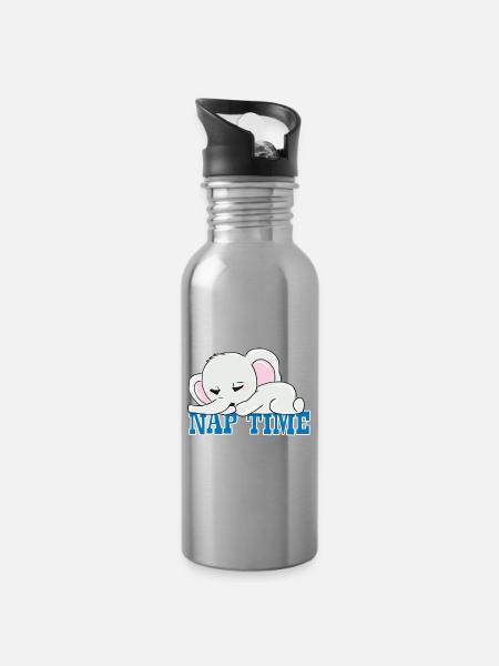 Nickerchen - Trinkflasche mit integriertem Trinkhalm - Lightsilver